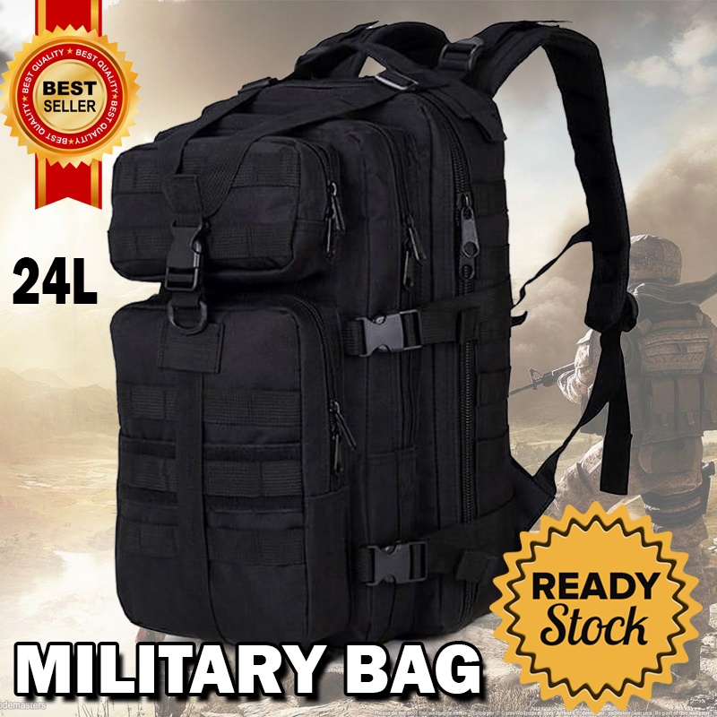 Tas Ransel Desain Militer Army 24L Adventure Outdoor Naik Gunung Tas Ransel Pria Tas - Hitam