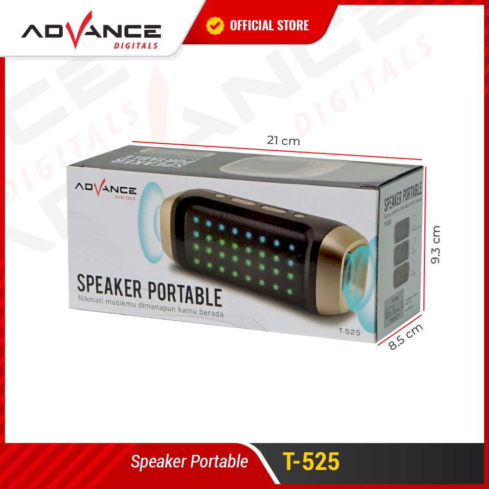 Advance Digitals Speaker Bluetooth Music Box T525 RGB LED Dual Garansi Resmi 1 Tahun