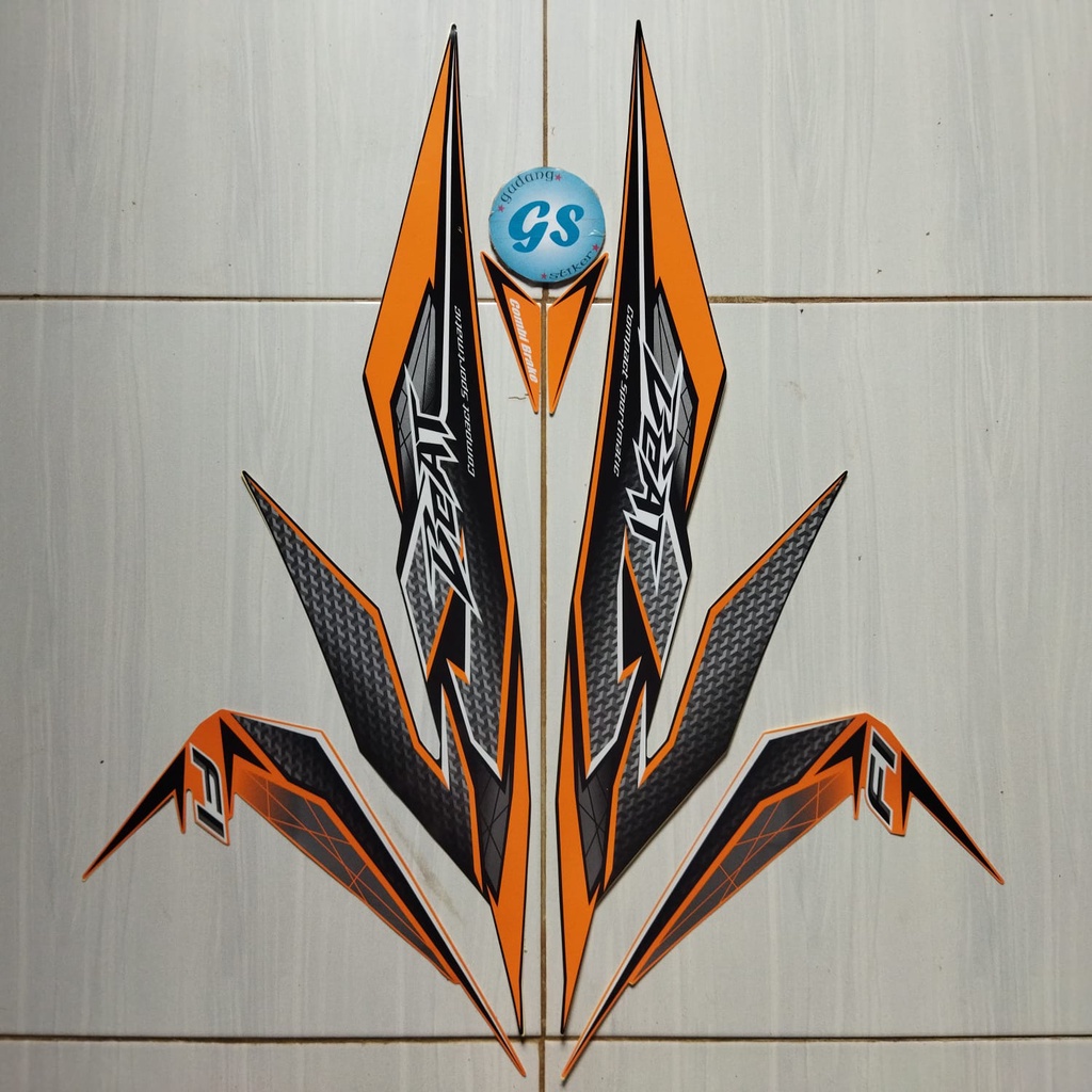 Sticker striping Motor Honda Beat FI Filipina 2017 Hitam-Orange