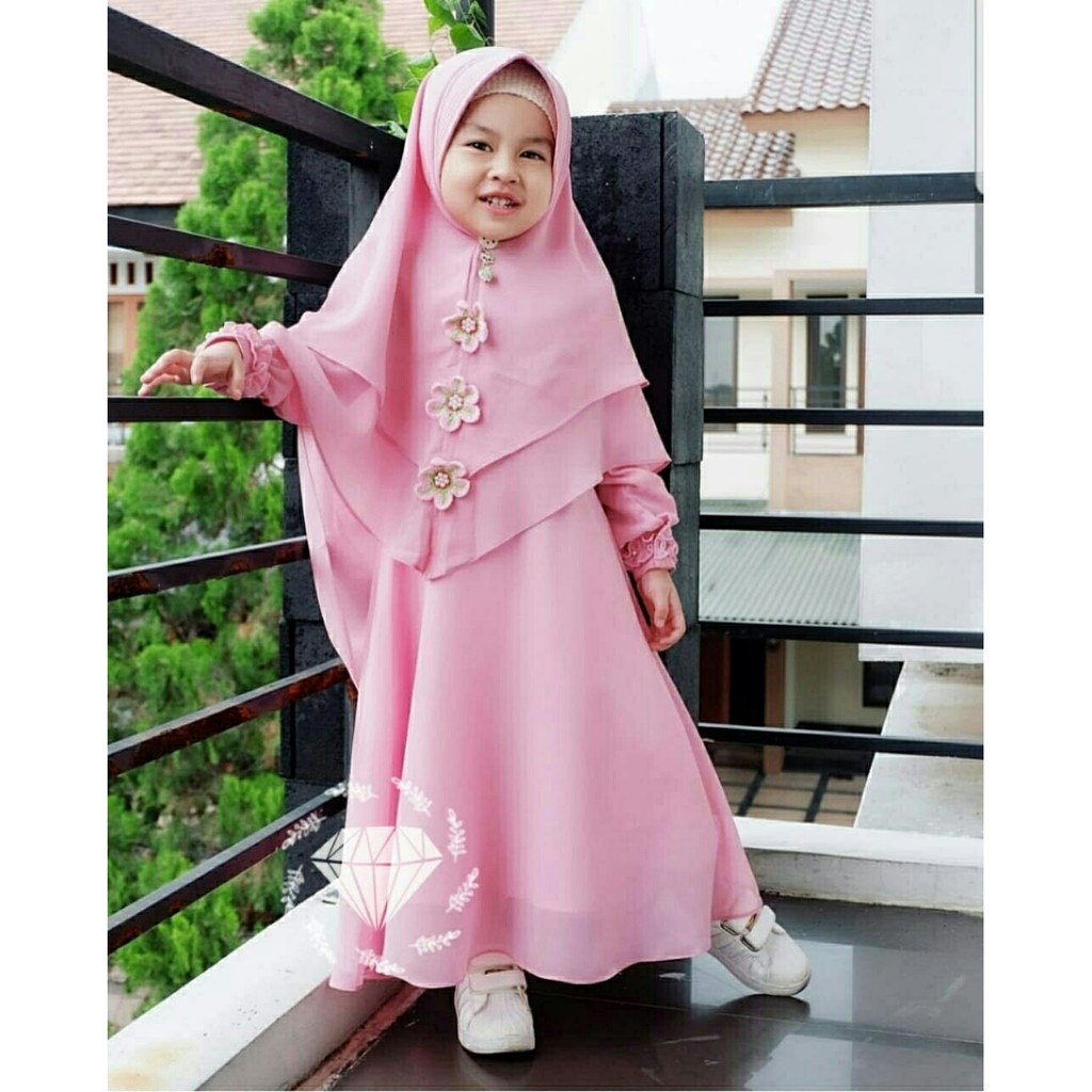 HCL Dress Muslim Anak Emala &amp; Bergo - Gamis Muslim Anak Perempuan