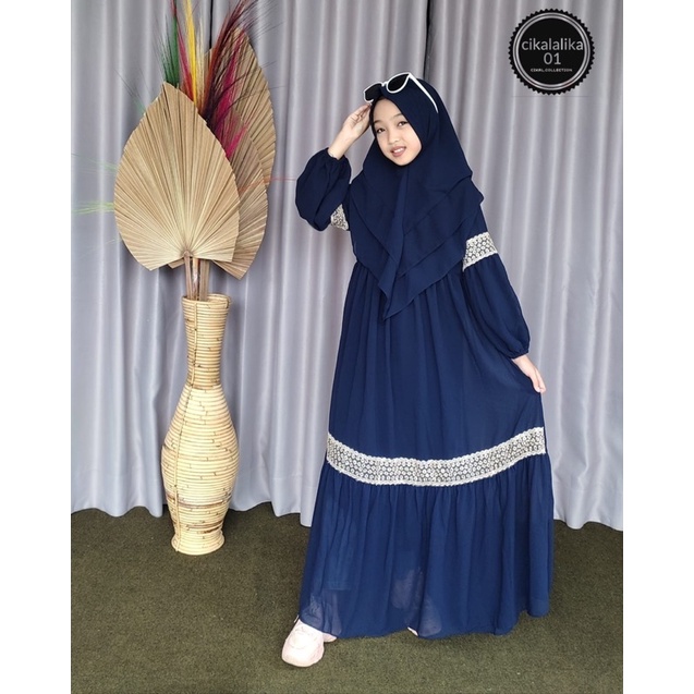 Cikalalika-Set gamis anak ceruty renda bintang full furing / fashion muslim / terbaru 2024 / gamis anak mewah /syari anak / gamis anak cantik / baju muslim anak