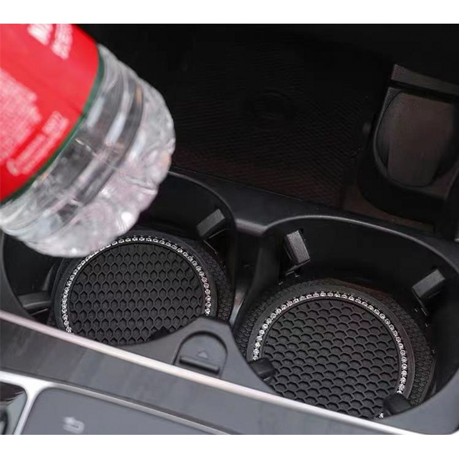 Mewah Karet Tatakan Mobil Cup Holder Pad Mewah Dekorasi Peredam  Diamond Coaster - HT-05 - Black