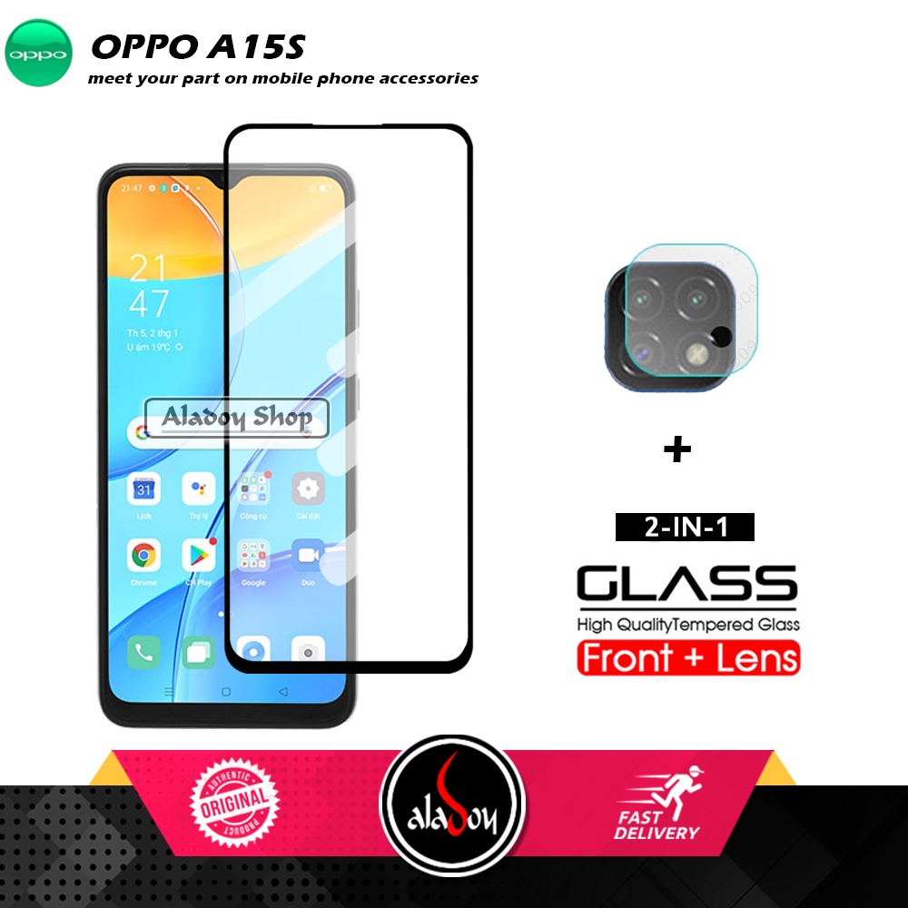 PAKET 2 IN 1 Tempered Glass Layar Oppo A15S Free Tempered Glass Camera