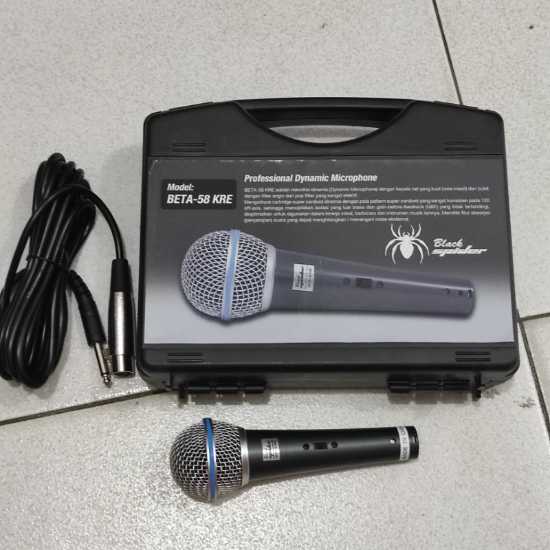 MIC Kabel BLACK SPIDER Beta 58 KRE / Mikrofon Karaoke Berkualitas