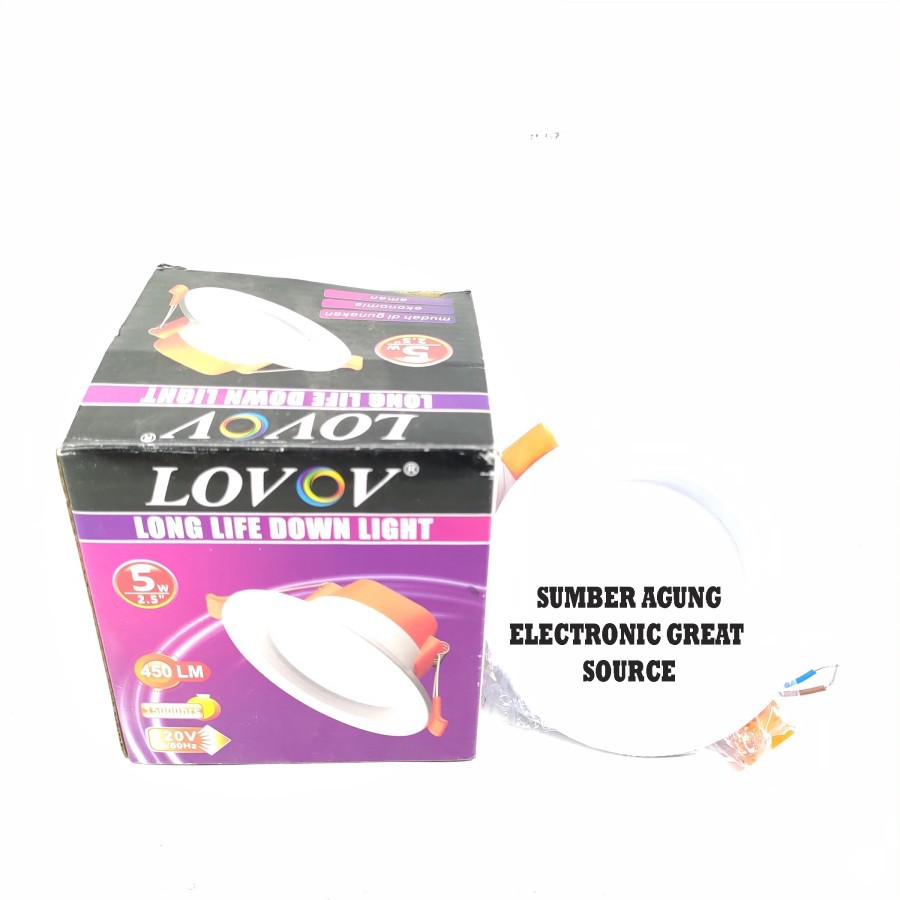 Lovov Downlight LED Panel 5W Cahaya Kuning 450LM Yellow Warm White