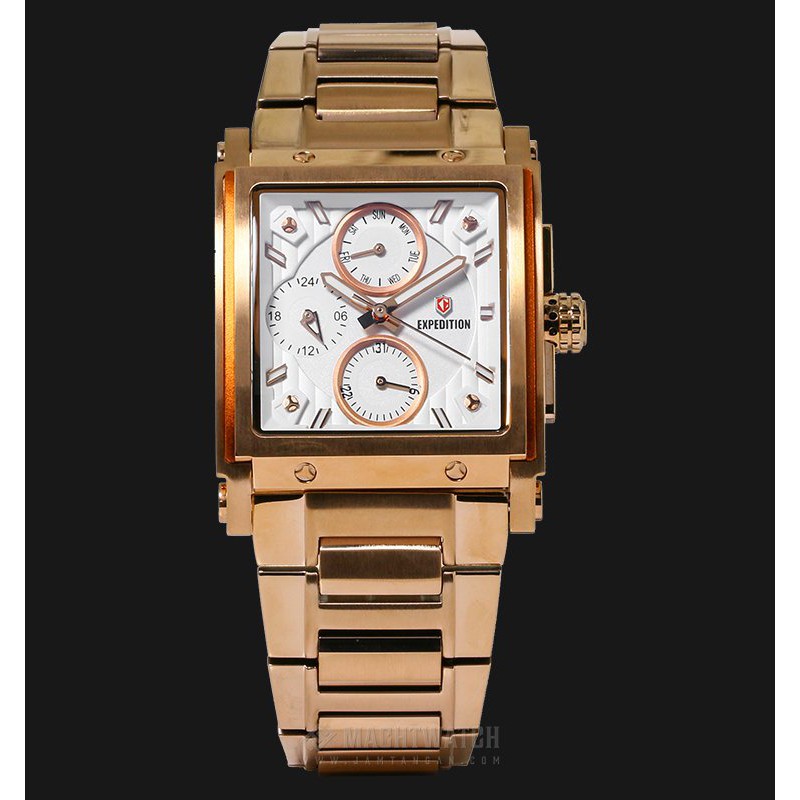 Expedition E 6731 BF BRGSL Ladies Sport White Dial Rosegold Stainless Steel Watch