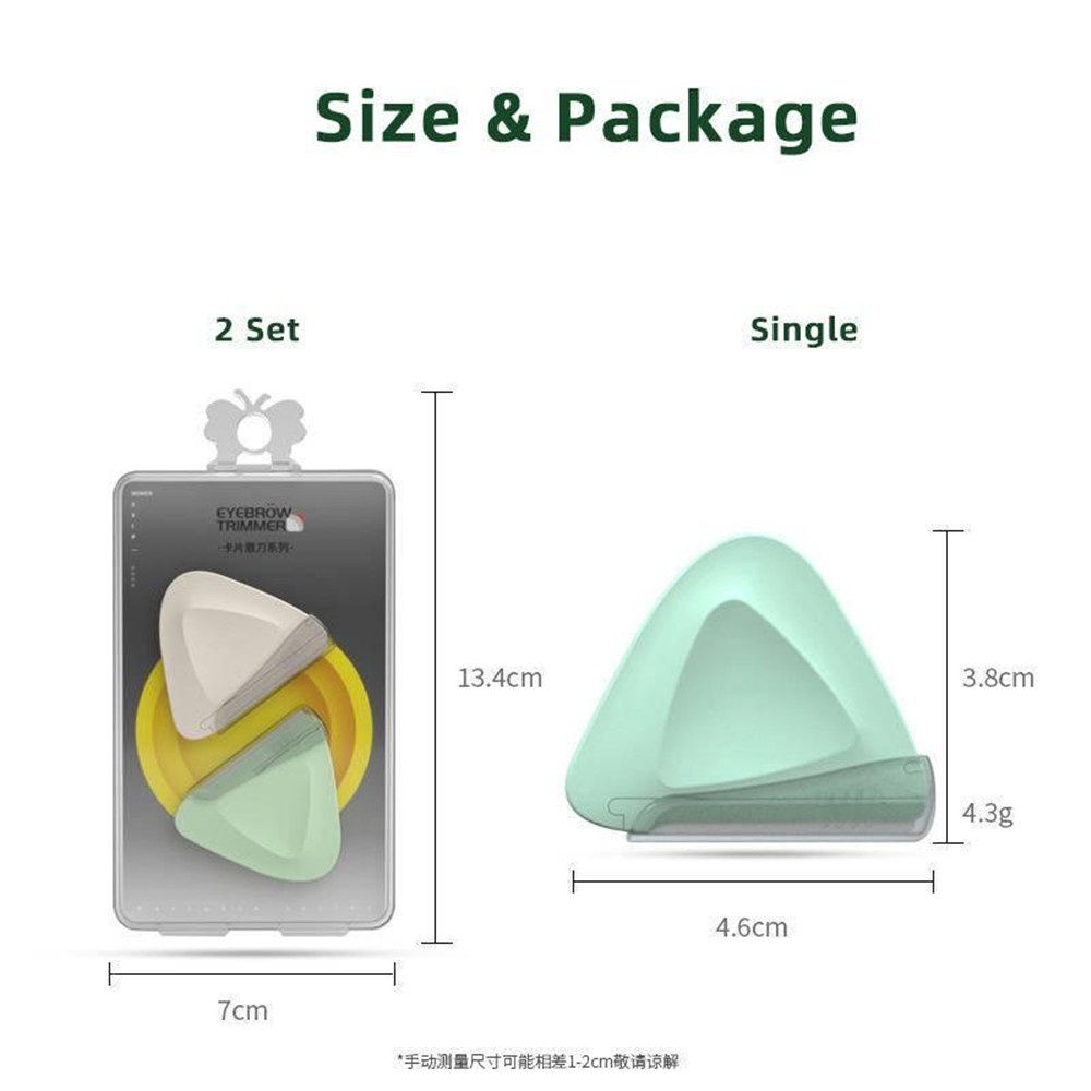 2pcs Pisau Cukur Alis Bentuk Segitiga Portabel Untuk Makeup