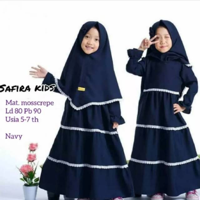 Gamis safira kids / Gamis terbaru / 5 - 7 Tahun