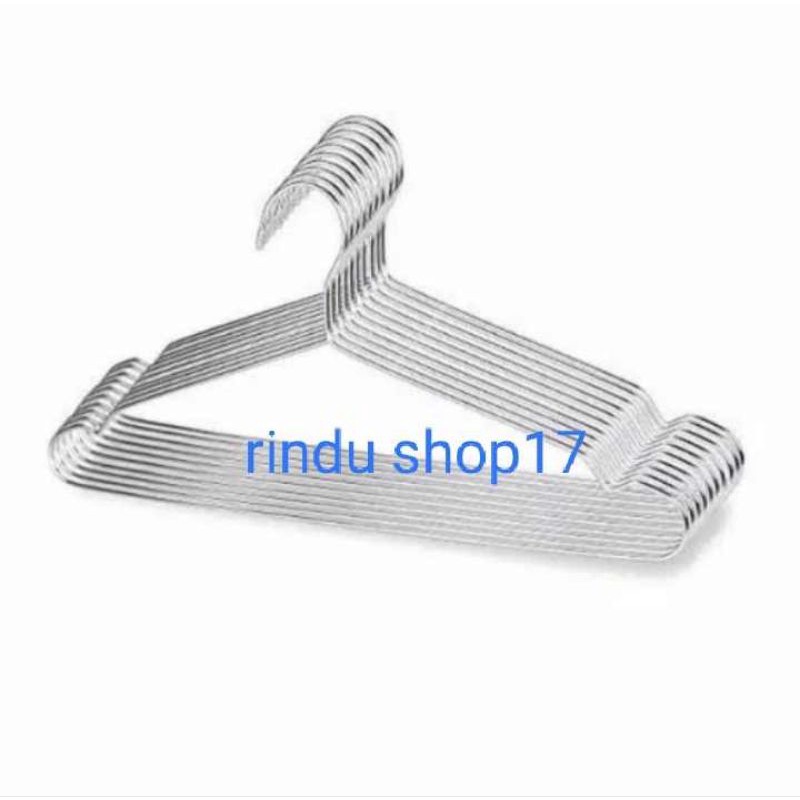 (RS)hanger kawat stainless / gantungan baju isi 10