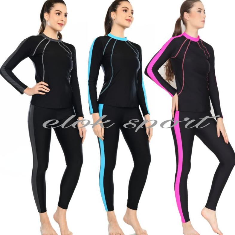 2-piece baju renang baju renang diving panjang wanita baju renang baju surfing 2-piece panjang DWS