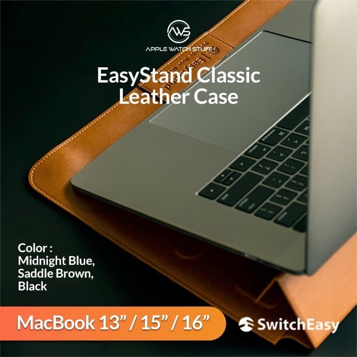 SwitchEasy Easy Stand Classic Leather Sleeve for MacBook Air Pro 13 16