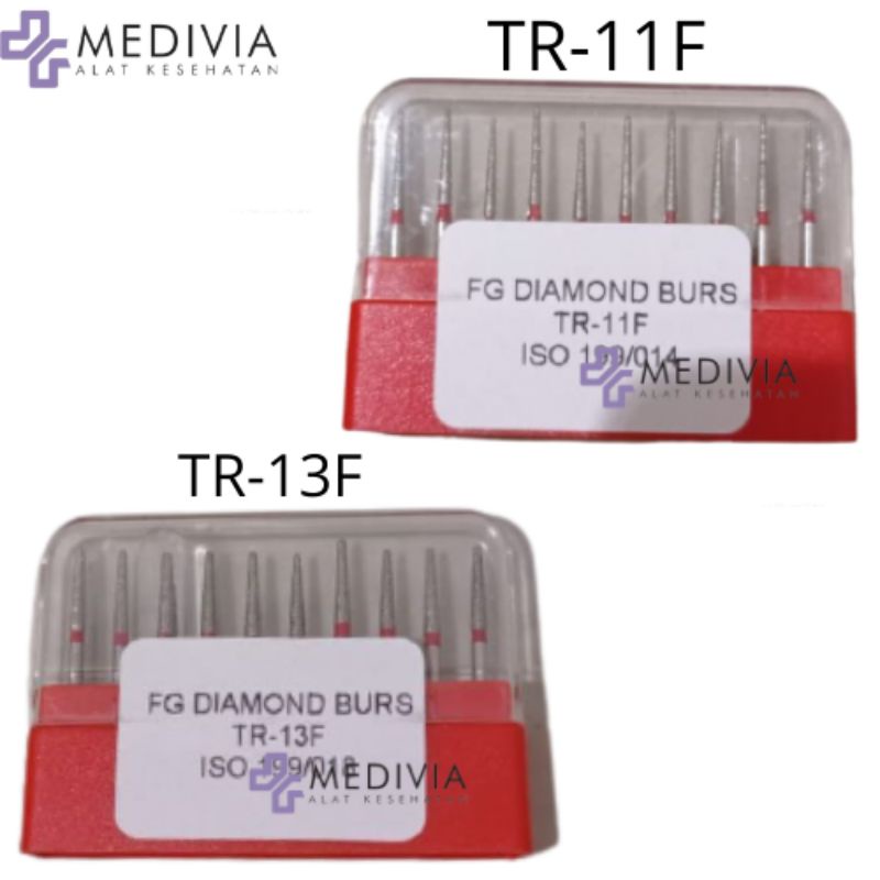 10 BUR (1BOX) PITA MERAH/ DIAMON BUR/ BUR HIGHT SPEED/ BUR GIGI DIAMON