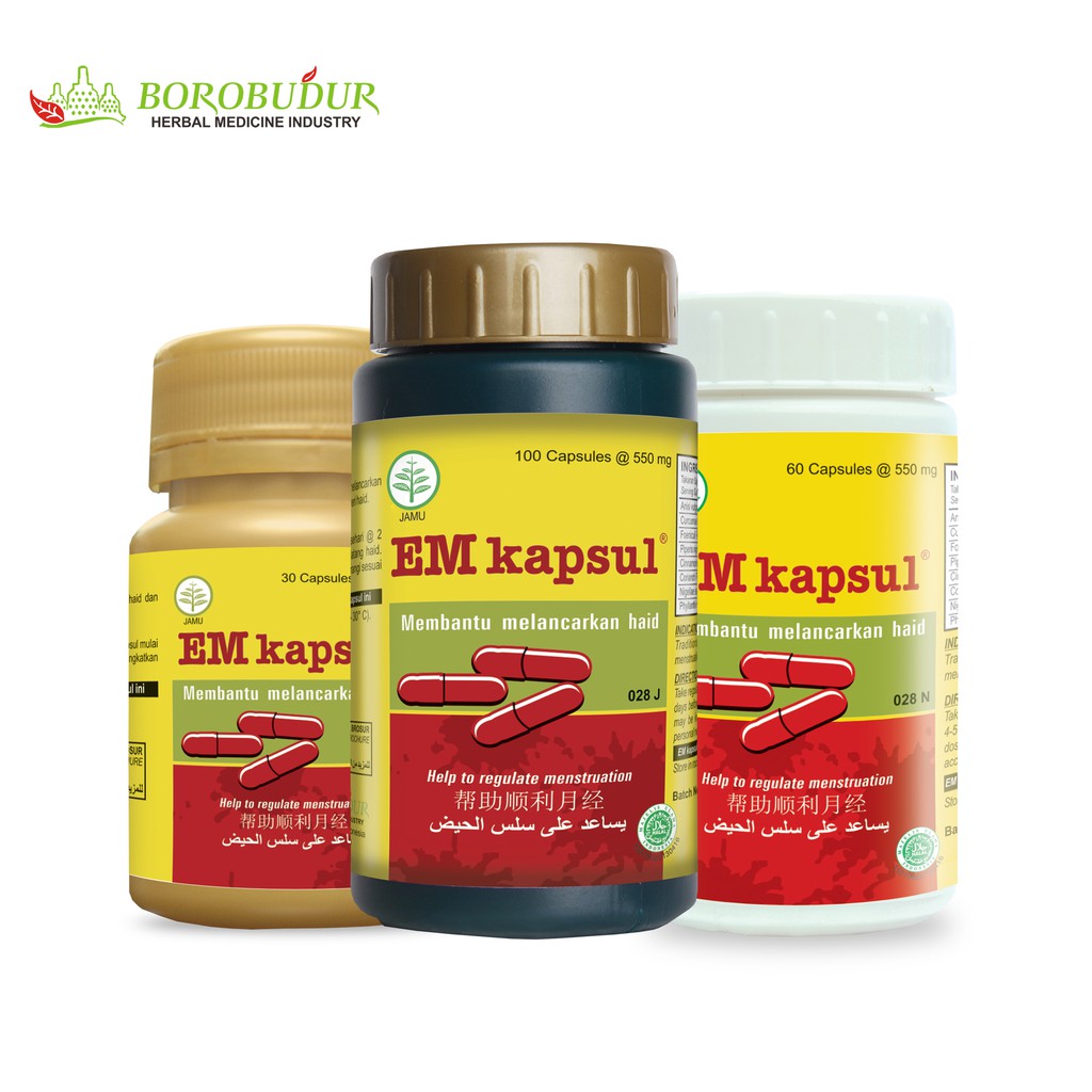Borobudur Herbal - Membantu melancarkan haid  Em Kapsul Kapsul