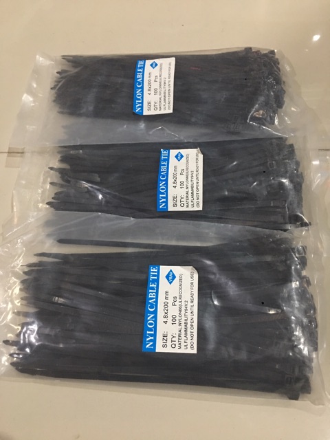 KABEL TIS HITAM 4,8 x 200 mm / NYLON CABLE TIES / PENGIKAT KABEL