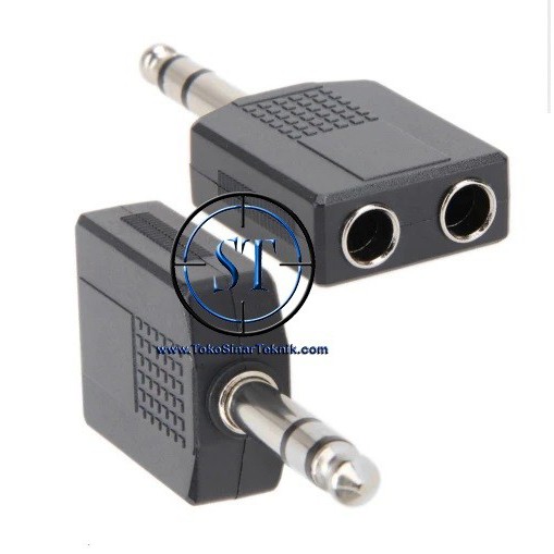 Konektor T Cabang 6.5mm Female To Male Jack Akai Stereo 1 To 2 Microphone Mic Audio Suara Box Ampli Connectror Sambungan Jek Ba-94B