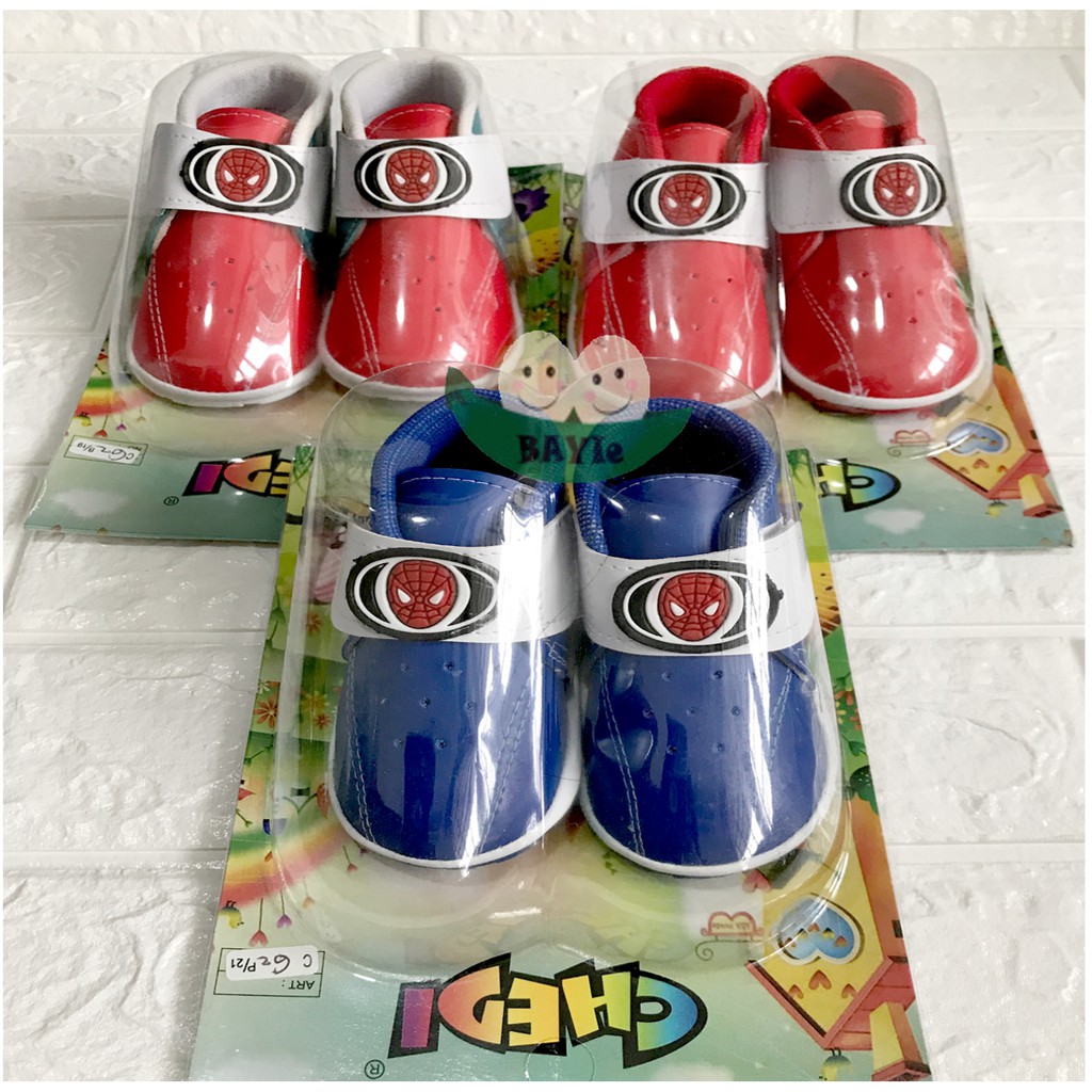 BAYIe - Sepatu Anak Bayi/Balita Laki-Laki/Perempuan Motif SPIDERMAN C 62 usia 1 - 2 tahun