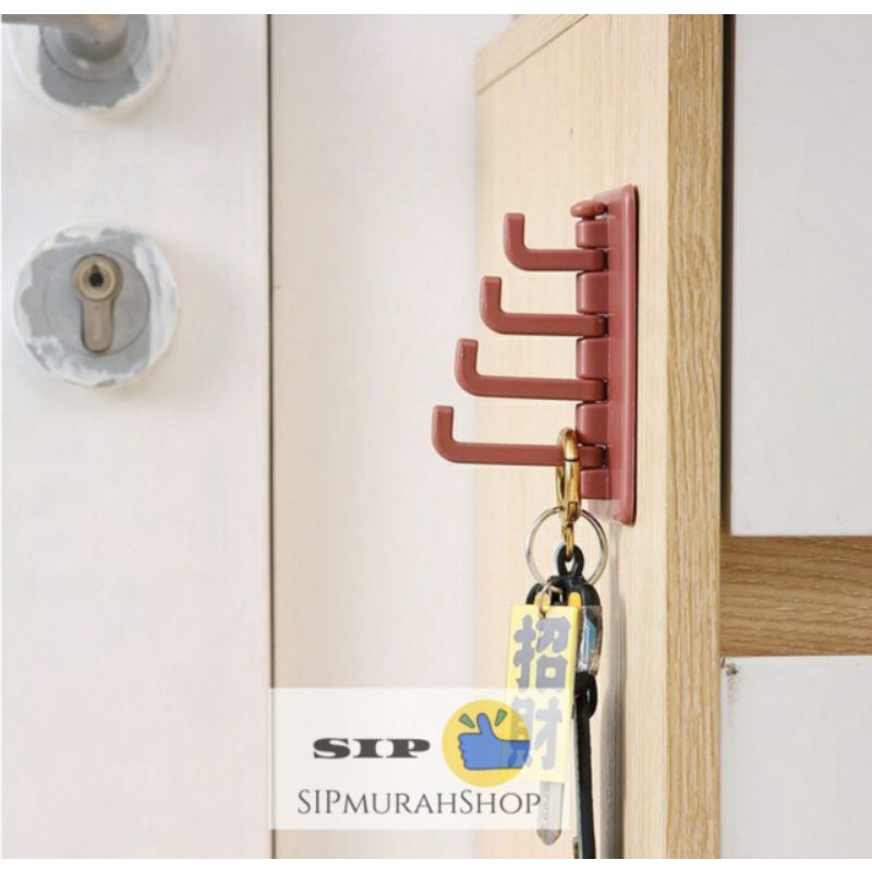 4 Branches Rotating Wall Hooks - Pengait Gantungan Dinding Tempel Tembok Cantolan Rotasi 4