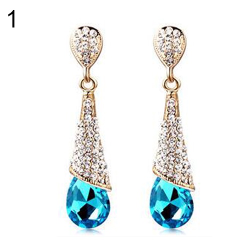 Hu Hu Hu Hu Hu Alat Bantu Pasang Kacamata♡ Anting Tusuk Gantung Desain Tetesan Air Hias Zircon / Berlian Imitasi Untuk Wanita