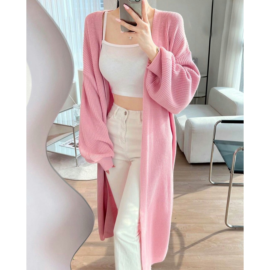 Long Cardi Sicca - Cardigan Rajut Perempuan - Cardi Muslimah - Casual Cardigan Terbaru - Pakaian Wanita