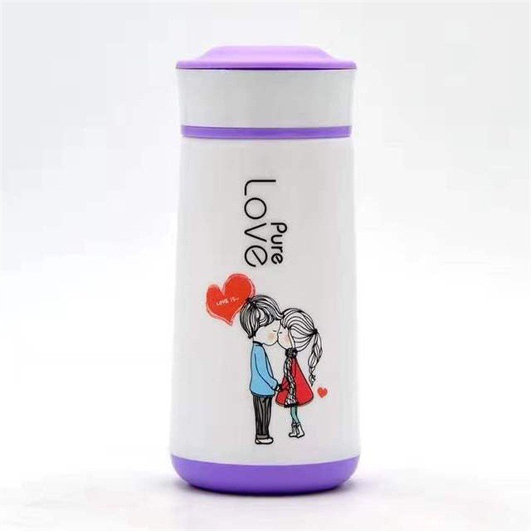 Botol Minum Kaca CARTOON ( Botol minum dengan motif kartun )-- LOVE