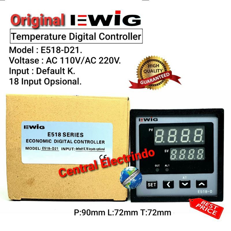 Temperature Controller/Thermo Control Digital E508-D21 72x72mm EWIG.