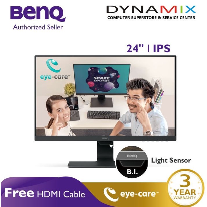 [tanpa palet kayu] Monitor BenQ GW2480 24&quot; IPS FHD B.I.+ Eye Care  Technology with Built-in Speaker | GARANSI RESMI