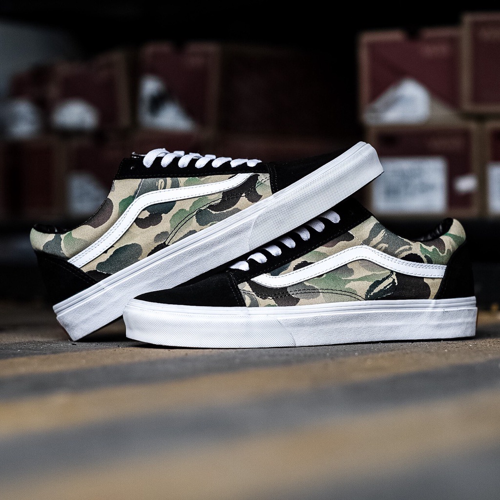 VANS OLDSKOOL X BAPE EXLUSIVE CUSTOME “CAMO/BLACK/WHITE” ORIGINAL 100%