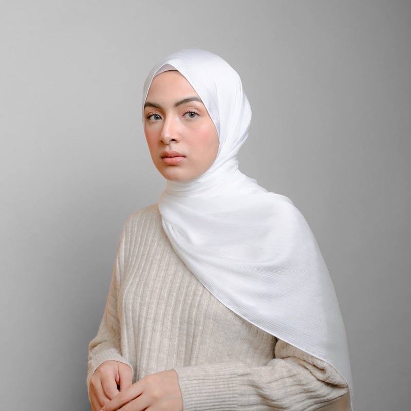 JUMBO PASHMINA MALAY SILK SHAWL | PASHMINA CRINKLE TEXTURED SILK PREMIUM GRADE A (Putih Tulang)
