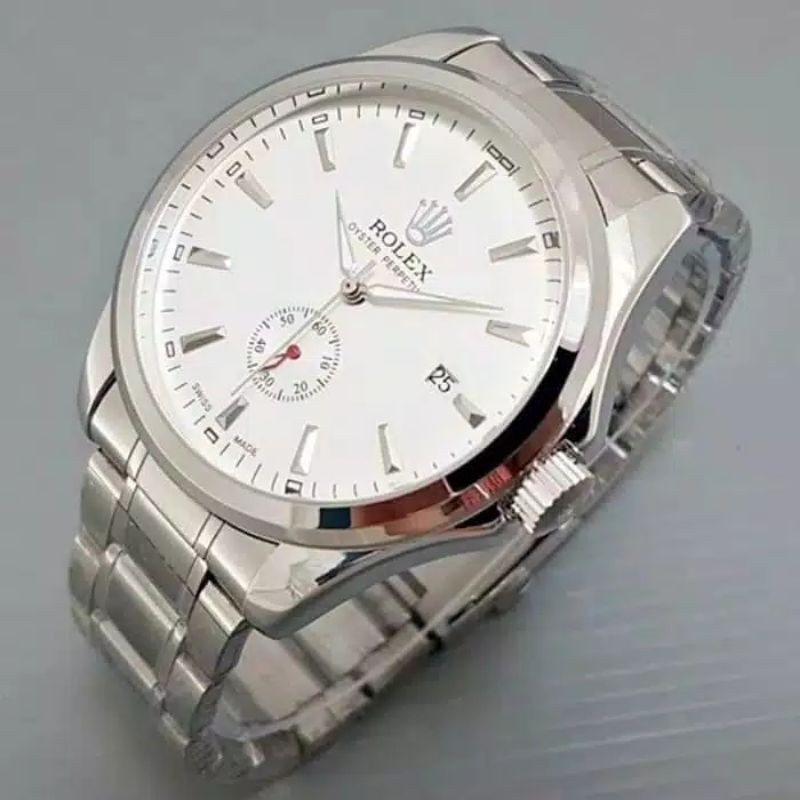 jam tangan pria rolex ori rantai big lyr white