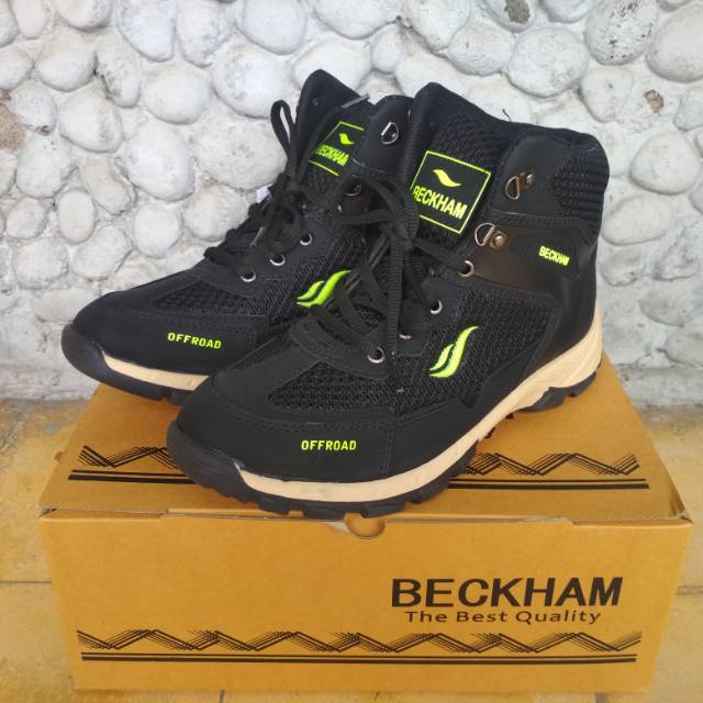 Sepatu boot Beckham (offroad) black/green outdoor hiking tracking pria/wanita bisa COD