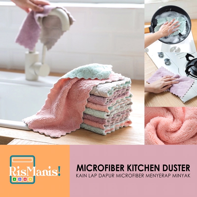 MICROFIBER KITCHEN DUSTER - Kain Lap Dapur Handuk Cuci Piring Wajan Panci Serap Minyak Halus Lembut