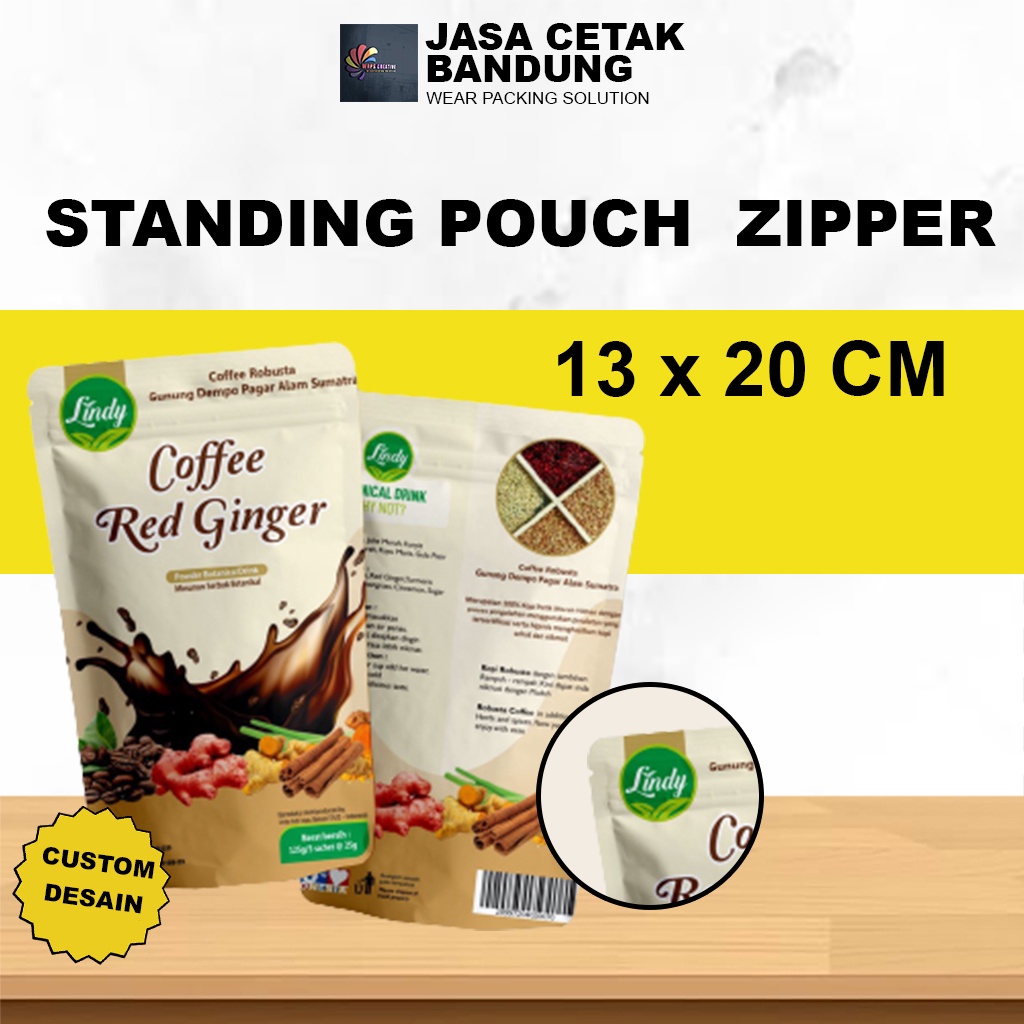 

KEMASAN CUSTOM STANDING POUCH + ZIPPER UKURAN 13X20