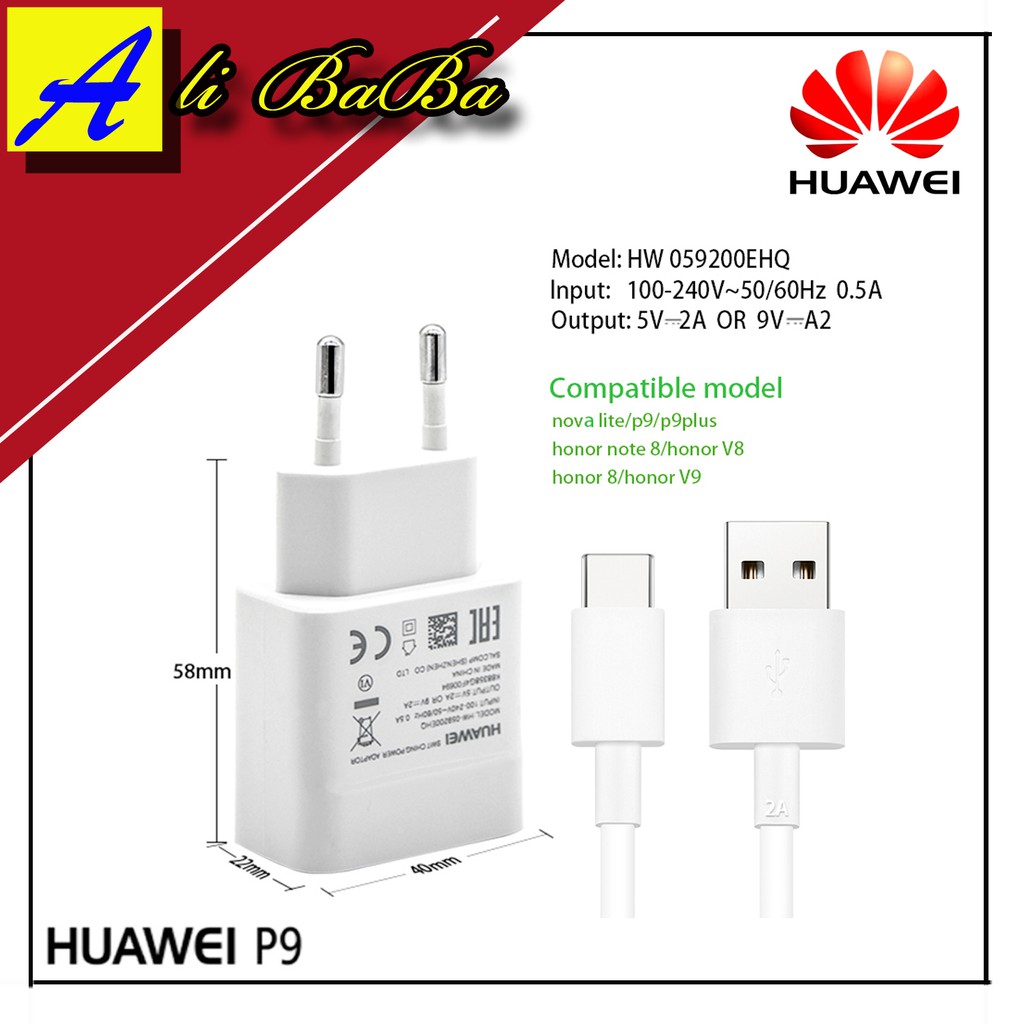 Travel Charger Handphone Huawei Type C Huawei P9 P9 Plus Honor 8 Fast Charging Cas HP Casan Original
