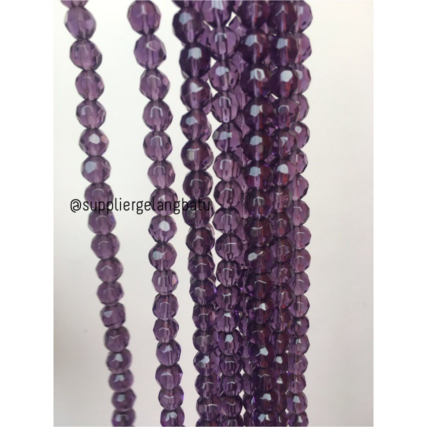 kristal bola dunia cutting 8mm UNGU ceko bulat craft manik beading fashion pria wanita craft trend