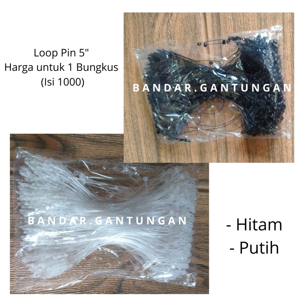 Loop Pin Hitam Dan Putih 5 Inchi 1000 Pcs Kock Pins Hangtag Tali Label String Pin - BKS I