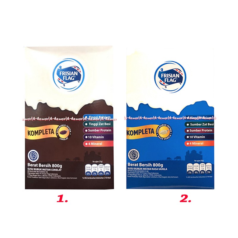 Frisian Flag Kompleta 800gr Susu Bubuk Instan Cokelat Vanilla Susu Bendera FF Coklat Competa Frisianflag Flags