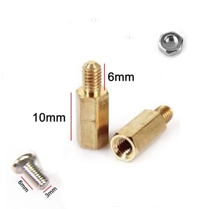 Spacer PCB kuningan 10 mm 10mm 1cm 1 cm Standoff Hexagonal pcb