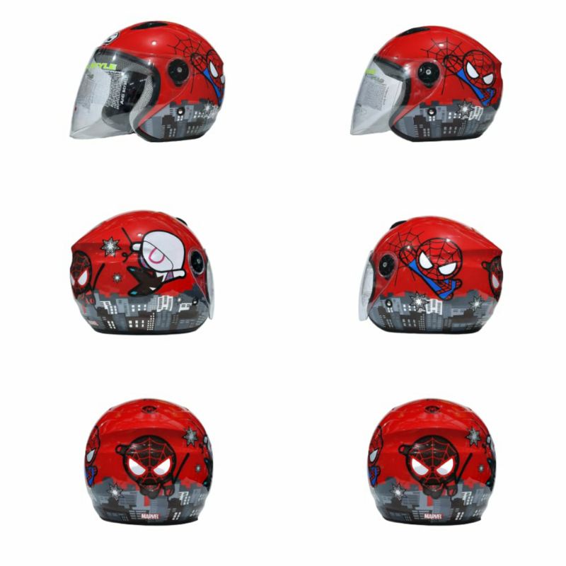 Helm BMC Milan Motif Karakter Cartoon Spiderman Merah
