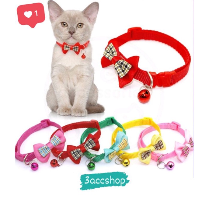 Kalung Kucing/Anjing Model Pita+Lonceng / Aksesoris Hewan Peliharaan / Kalung Kucing Pita