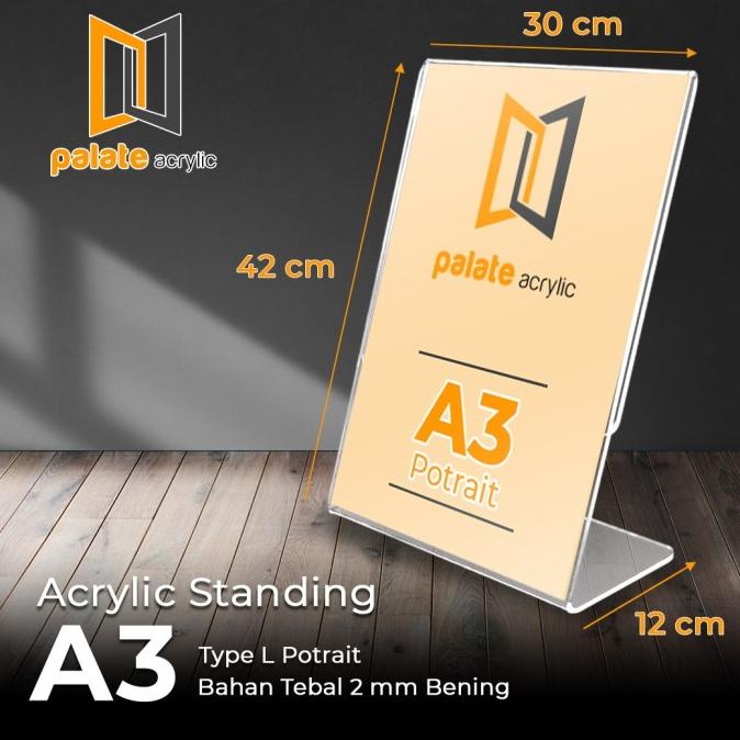 

Acrylic Tent Holder A3/ Akrilik Tent Card A3 Tempat Brosur Meja Type L Terlaris