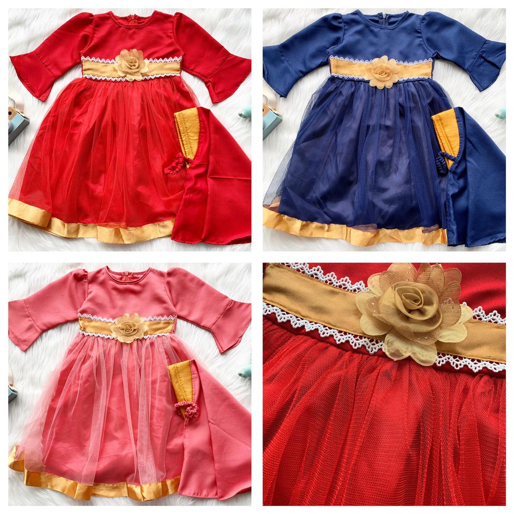 RENKIDSWEAR baju muslim anak perempuan gamis anak perempuan gamis tile anak gamis bayi 0-12 bulan  dress gamis balita 12 bulan Golden gamis