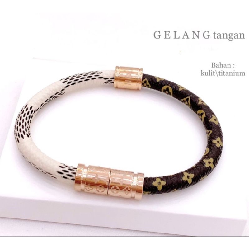 Gelang kulit Viral Branded Band Kulit Mix Titanium Magnet gelang fashion kulit premium anti karat T0160