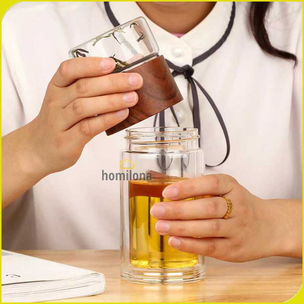 Botol Minum Penyaring Teh Tea Infuser Double Wall 230ml - One Two Cups X9001