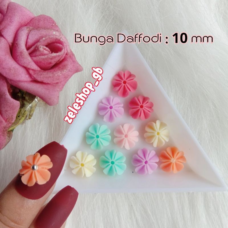 RESIN BUNGA DAFFODI / HIASAN NAIL ART KUKU PALSU / HIASAN TASBIH DIGITAL