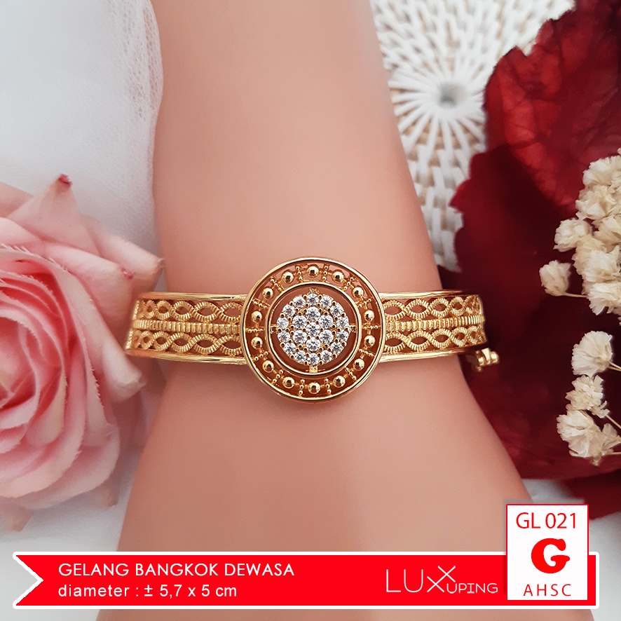 GL 021 Gelang Bangle Dewasa Gelang Bangkok India Cantik Perhiasan Imitasi Lapis Emas - Luxx Xuping