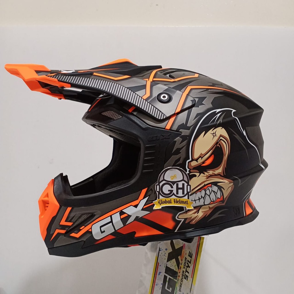 HELM CROSS GIX CROSS MOTIF GORILLA BLACK DOF ORANGE FLUO JPX CROSS