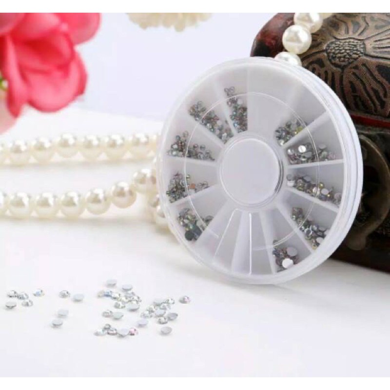 Swarovski crystal nail wheel mix shape rhinestone mutiara pearl