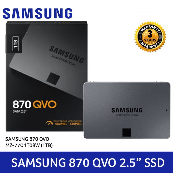 SSD SAMSUNG 870 QVO SATA III 2.5" 1TB 2TB 4TB 8TB Garansi 3 Tahun