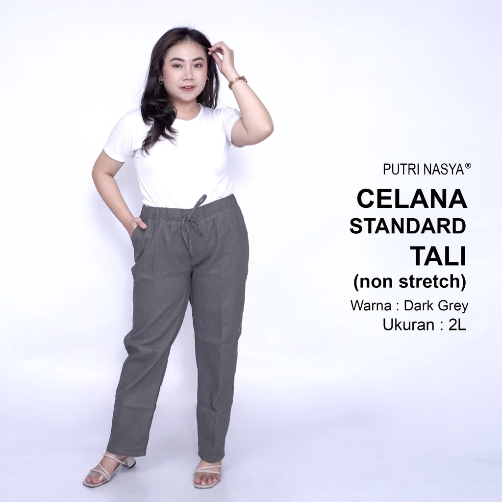 Celana Kerja Kantor Standard Tali (NON STRETCH) Bigsize 8L,6L,5L,4L,2L,XL, all size, / Celana Wanita Jumbo / Celana Kerja Seragam Wanita Big / Celana Bahan Wanita Formal Super Jumbo Kekinian / Celana Bahan Katun Kantor Kekinian Terbaru Karet Big Wanita