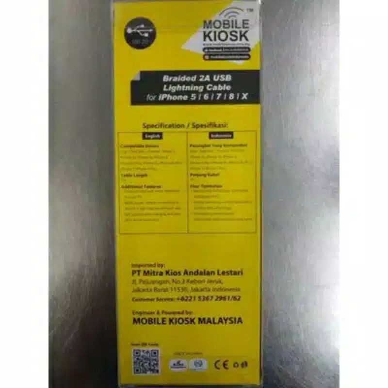 Kabel Data Mobile Kiosk Cable Data Branded 2A USB Lightening Cable For Iphone